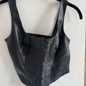 Abercrombie & Fitch Black Faux Leather Corset-Style Camisole